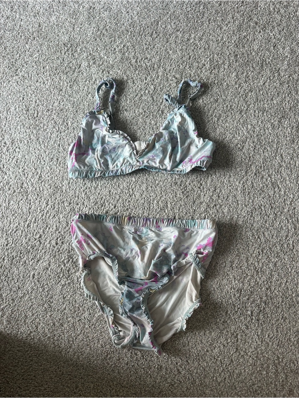 Light Blue Floral Two-Piece Swim Bikini